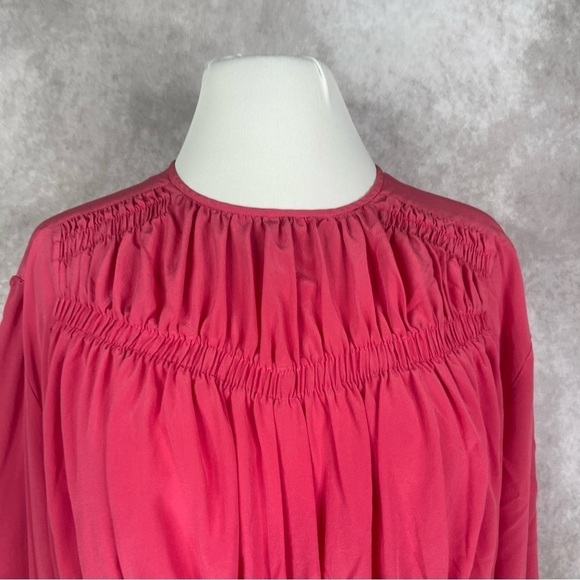 Isabel Marant Nelino Shirred Silk Crop Blouse Paradise Pink Women's Size 40 US 8 - Picture 7 of 12